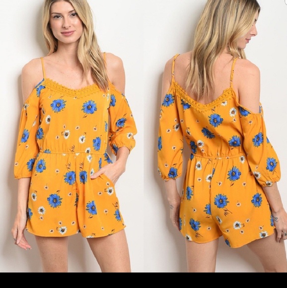 Yellow Floral Romper - Picture 3 of 6